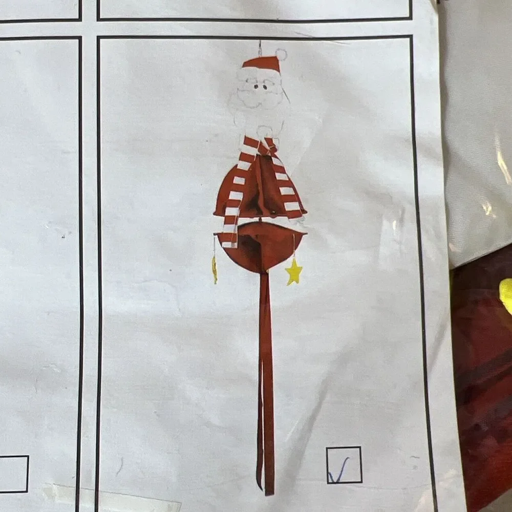 New 3 Hanging Santa Wind Spinners Christmas Holiday Outdoor Decorations Colorful